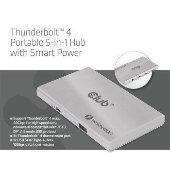 Club 3D Thunderbolt 4 portabler 5-in-1 Hub mit Smart Power