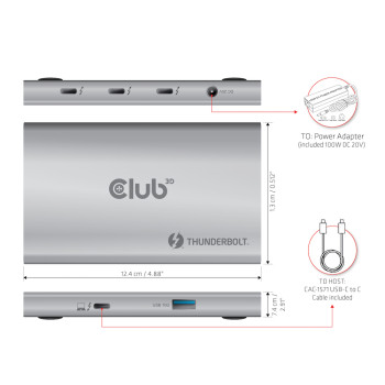 Club 3D Thunderbolt 4 portabler 5-in-1 Hub mit Smart Power