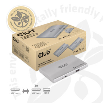 Club 3D Thunderbolt 4 portabler 5-in-1 Hub mit Smart Power