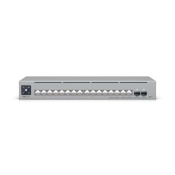 Ubiquiti Switch full managed Layer3 18 Port • 4x 2,5 GbE • 12x GbE • 2x SFP+ • Desktop • Lüfterlos • UniFi • USW-Pro-Max-16 Ubiquiti Switch full managed Layer3 18 Port • 4x 2,5 GbE • 12x GbE • 2x SFP+ • Desktop • Lüfterlos • UniFi • USW-Pro-Max-16