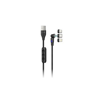 CONNECT IT Magnetický kabel PowerLink 3v1, USB-C / Lightning / MicroUSB, 2m, černá