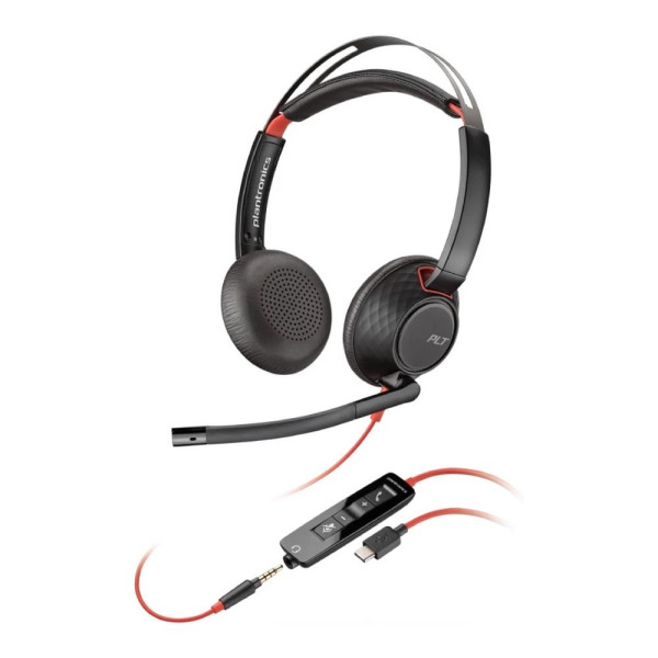 Słuchawki z mikrofonem Poly Blackwire 5220 Stereo USB-C Headset + 3,5mm jack + adapter USB-C/A (Bulk) Słuchawki z mikrofonem Poly Blackwire 5220 Stereo USB-C Headset + 3,5mm jack + adapter USB-C/A (Bulk)