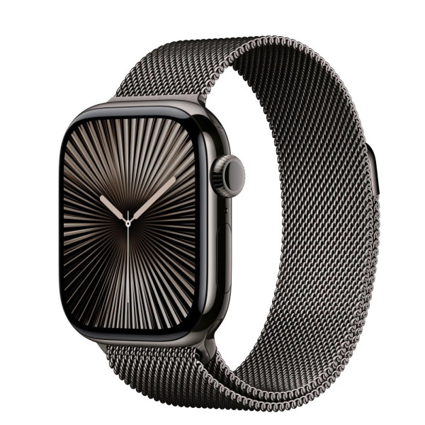 Watch Series 10 GPS + Cellular, koperta 42 mm z tytanu w kolorze łupkowym z bransoletą mediolańską w kolorze łupkowym Watch Series 10 GPS + Cellular, koperta 42 mm z tytanu w kolorze łupkowym z bransoletą mediolańską w kolorze łupkowym