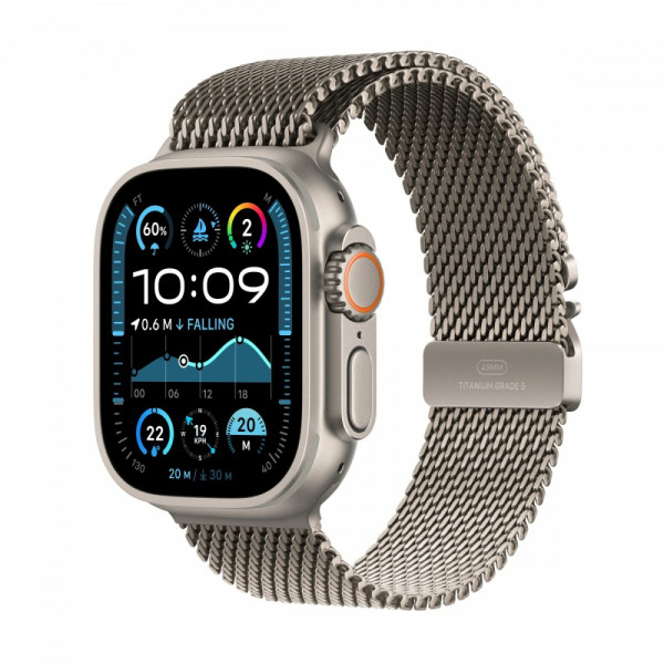 Watch Ultra 2 GPS + Cellular, koperta 49 mm z tytanu w kolorze naturalnym z bransolet? mediola?sk? M z tytanu w kolorze naturaln Watch Ultra 2 GPS + Cellular, koperta 49 mm z tytanu w kolorze naturalnym z bransolet? mediola?sk? M z tytanu w kolorze naturaln