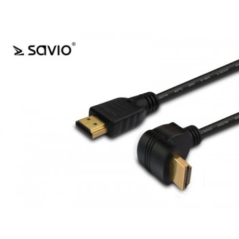 Kabel HDMI-HDMI złoty v2.0, OFC, SAVIO CL-108, 3D, 4Kx2K, miedź, 1.5m, kątowy, blister