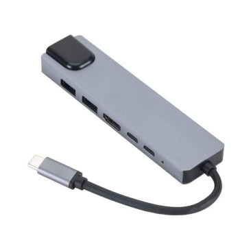 eSTUFF USB-C 6-in-1 Mobile Hub 3.2 Gen 1 (3.1 Gen 1) Type-C, USB-C Charging, USB-C sync/charge port, HDMI, RJ45, USB 2.0