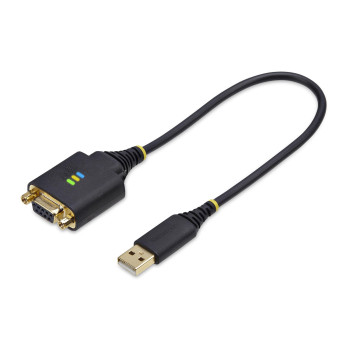StarTech.com 1P1FFCN-USB-SERIAL kabel równoległy Czarny 0,3 m USB Typu-A DB-9