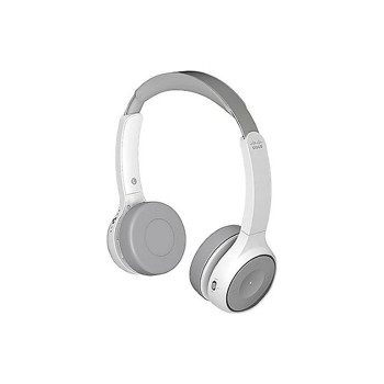 Cisco 730 Headphones Wired & Wireless Head-Band Calls/Music Bluetooth Charging Stand Platinum, White
