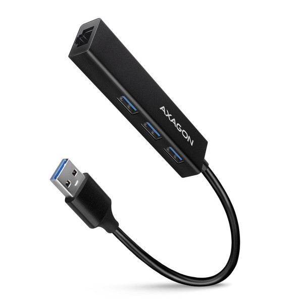 Axagon HMA-GL3A Multiport-Hub USB 3.0 Typ A Gbit-LAN 3x USB-A microSD Przewodowa USB 3.2 Gen 1 (3.1 Gen 1) Type-A Czarny Axagon HMA-GL3A Multiport-Hub USB 3.0 Typ A Gbit-LAN 3x USB-A microSD Przewodowa USB 3.2 Gen 1 (3.1 Gen 1) Type-A Czarny