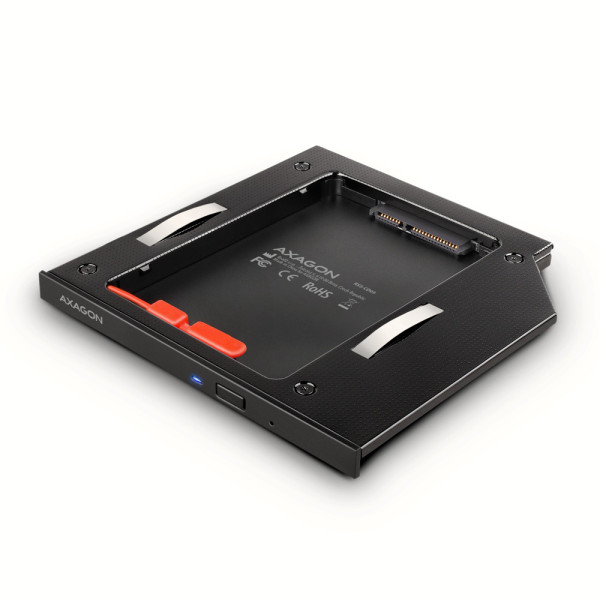 Axagon RSS-CD09 2.5 SSD HDD caddy into DVD slot 9.5 mm LED ALU adapter Wewnętrzny SATA Axagon RSS-CD09 2.5 SSD HDD caddy into DVD slot 9.5 mm LED ALU adapter Wewnętrzny SATA