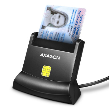 Axagon Universal desktop USB contact Smart ID card reader with long USB-A cable. Suitable for the eObanka application. czytnik
