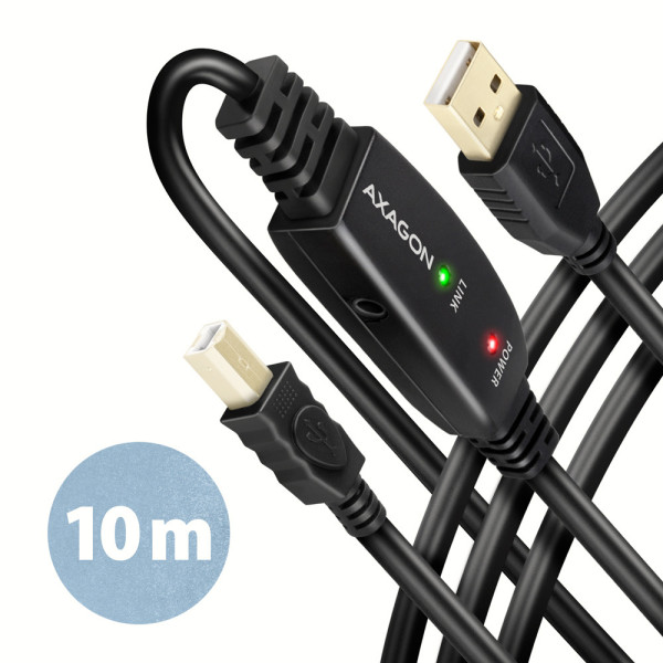 Axagon ADR-210B USB 2.0 A-M - B-M active connecting repeater cable 10m - Kabel - Digital Daten kabel USB USB A USB B Czarny Axagon ADR-210B USB 2.0 A-M - B-M active connecting repeater cable 10m - Kabel - Digital Daten kabel USB USB A USB B Czarny