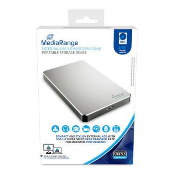 MediaRange External Hard Drive 2 Tb 5400 Rpm 2.5" Micro-Usb B 3.2 Gen 1 (3.1 Gen 1) Silver