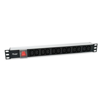 Equip 333318 rozdzielacz zasilania PDU 12 x gniazdo sieciowe 1U Czarny, Srebrny