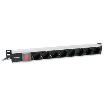 Equip 333308 rozdzielacz zasilania PDU 8 x gniazdo sieciowe 1U Czarny, Srebrny