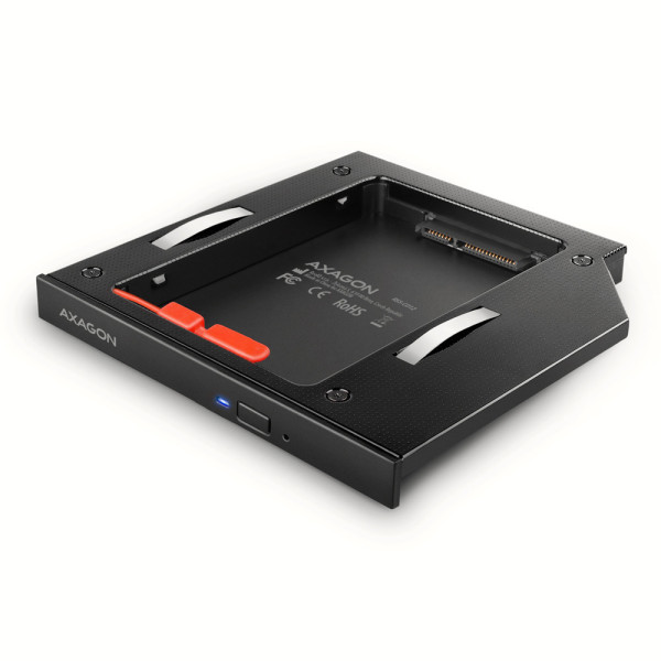 Axagon RSS-CD12 2.5 SSD HDD caddy into DVD slot 12.7 mm LED ALU adapter Wewnętrzny SATA Axagon RSS-CD12 2.5 SSD HDD caddy into DVD slot 12.7 mm LED ALU adapter Wewnętrzny SATA