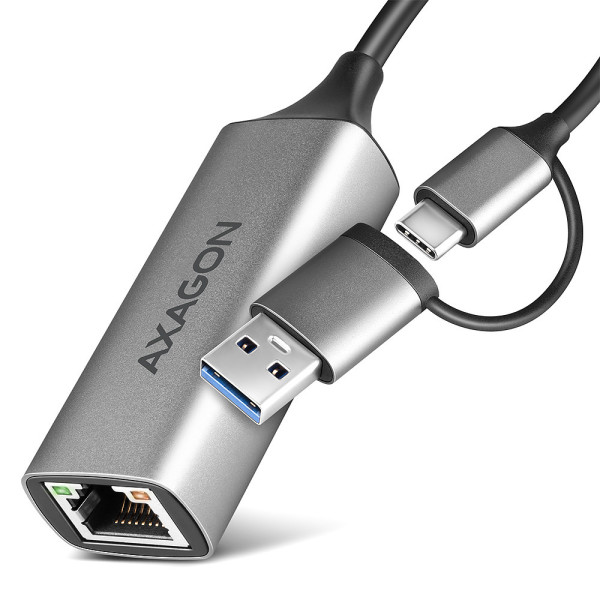 Axagon ADE-TXCA Gigabit Ethernet Adapter USB-C+ USB-A - titangrau - Adapter - Digital Daten 1000 Mbit s Axagon ADE-TXCA Gigabit Ethernet Adapter USB-C+ USB-A - titangrau - Adapter - Digital Daten 1000 Mbit s