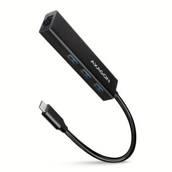 Axagon HMC-GL3A USB-C-Hub 3x USB-A Gbit-LAN schwarz USB 3.2 Gen 1 (3.1 Gen 1) Type-C 5000 Mbit s Czarny