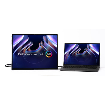 ASUS ZenScreen Fold OLED MQ17QH monitor komputerowy 43,9 cm (17.3") 2560 x 1920 px Quad HD Srebrny