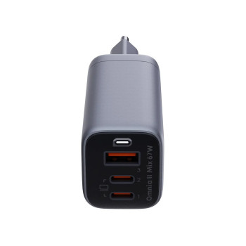 PA-B6U OmniaMix II GaN ładowarka sieciowa 3xUSB (2xUSB C + 1xUSB A) 67W QC PD AFC SCP PPS UFCS
