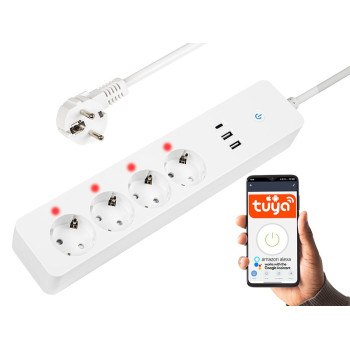 Inteligentna listwa zasilająca 1,5m 2xUSB+USB-C WiFi Tuya