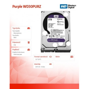 HDD Purple 3TB 3,5'' 64MB SATAIII/5400rpm