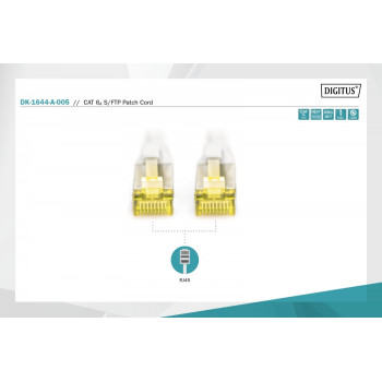 Patch cord S/FTP kat.6A LSOH 0,5m Szary