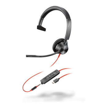 HP Blackwire 3315 Monaural USB-C Headset +3.5mm Plug +USB-C/A Adapter