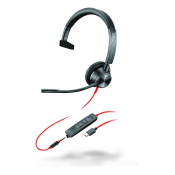 HP Blackwire 3315 Monaural Microsoft Teams Certified USB-C Headset +3.5mm Plug +USB-C/A Adapter