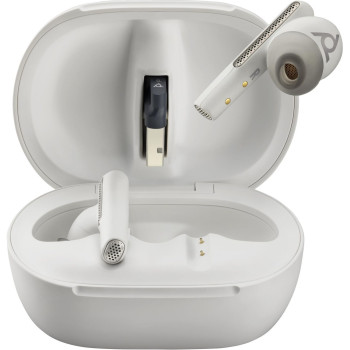 HP Voyager Free 60+ UC M White Sand Earbuds +BT700 USB-C Adapter +Touchscreen Charge Case