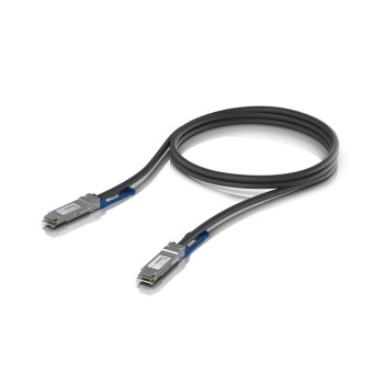 Ubiquiti QSFP28 direct attach cable with a 100 Gbps max data rate.