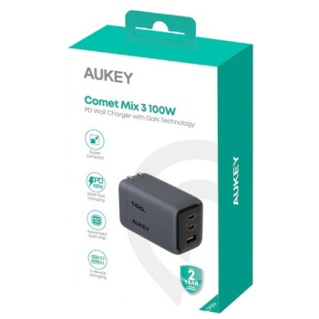 PA-C5 ładowarka sieciowa 3xUSB (2xUSB-C i 1xUSB-A) 100W 5A QC5.0 PD3.0 AFC PPS FCP SCP