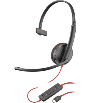 HP Blackwire 3210 Monaural USB-C Headset +USB-C/A Adapter (Bulk)