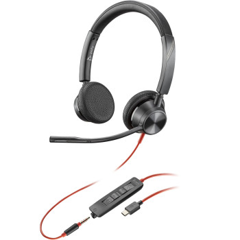 HP Blackwire 3325 Stereo USB-C Headset +3.5mm Plug +USB-C/A Adapter