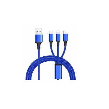 PremiumCord Kabel 3 in 1 USB, 3 konektory USB Type-C + micro USB + Lightning pro Apple, 1.2m