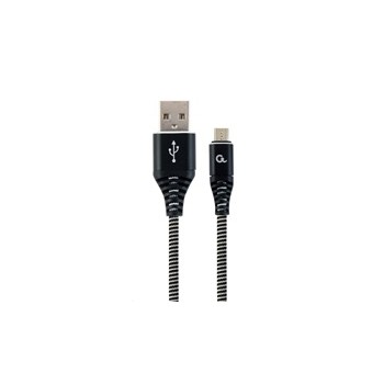 GEMBIRD Kabel CABLEXPERT USB 2.0 AM na MicroUSB (AM/BM), 1m, opletený, černo-bílý, blister, PREMIUM QUALITY
