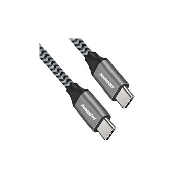 PREMIUMCORD Kabel USB-C M/M, 100W 20V/5A 480Mbps bavlněný oplet, 2m