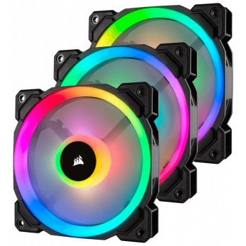 Fan LL120 RGB LED PWM 3 Fun Pack Dual Light Loop RGB LED PWN Fan - 3 Fan Pack with Lighting Node PRO