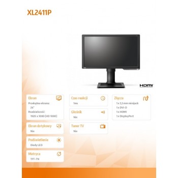 Monitor 24 XL2411P LED 1ms/12MLN:1/HDMI/GAMING