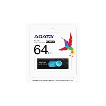 ADATA Flash Disk 16GB UV220, USB 2.0 Dash Drive, černá/modrá