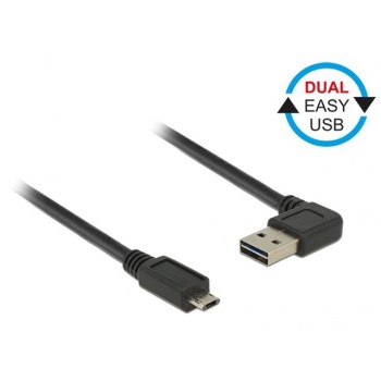 Kabel USB micro AM-BM 2.0 0.5m czarny kątowy lewo/prawo Dual EasyUSB