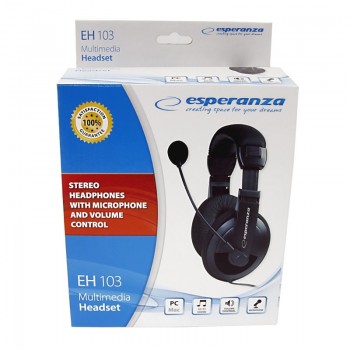 Słuchawki stereo z mikrofonem i regulacją głośności EH103