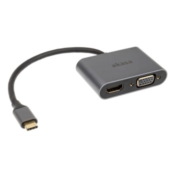 Akasa USB Typ C 2-In-1 Display-Adapter - silber