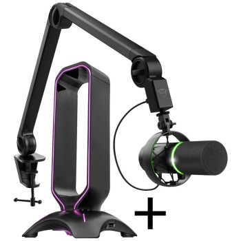 Trust GXT 265 Cintar Kopfhörerständer + GXT 255+ ONYX Professionelles Mikrofon mit Arm