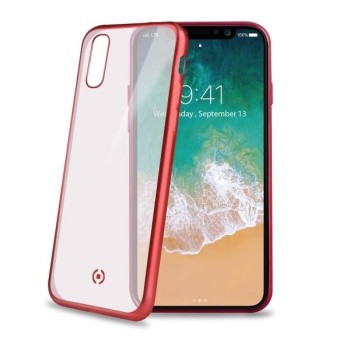 Celly Laser Matt pokrowiec na telefon komórkowy 14,7 cm (5.8") Czerwony, Przezroczysty