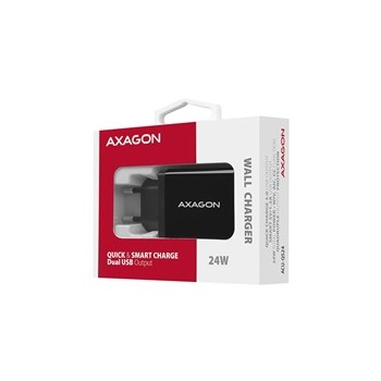 AXAGON ACU-QS24, QC & SMART ładowarka sieciowa 24W, 2x port USB-A, QC3.0/AFC/FCP + 5V/1.2A