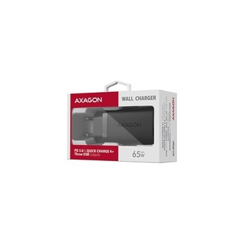AXAGON ACU-DPQ65, GaN ładowarka sieciowa 65W, 3x port (USB-A + dual USB-C), PD3.0/QC4+/PPS/Apple