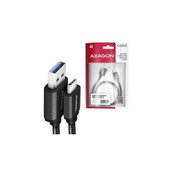 AXAGON BUCM3-AM15AB, SPEED kabel USB-C - USB-A, 1.5m, USB 3.2 Gen 1, 3A, ALU, oplet, černý