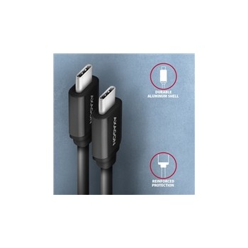 AXAGON BUCM-CM10TB, TWISTER kabel USB-C - USB-C, 0.6m, USB 2.0, 3A, ALU, tpe, černý