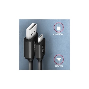 AXAGON BUMM-AM10TB, TWISTER kabel Micro USB - USB-A, 0.6m, USB 2.0, 2.4A, ALU, tpe, černý